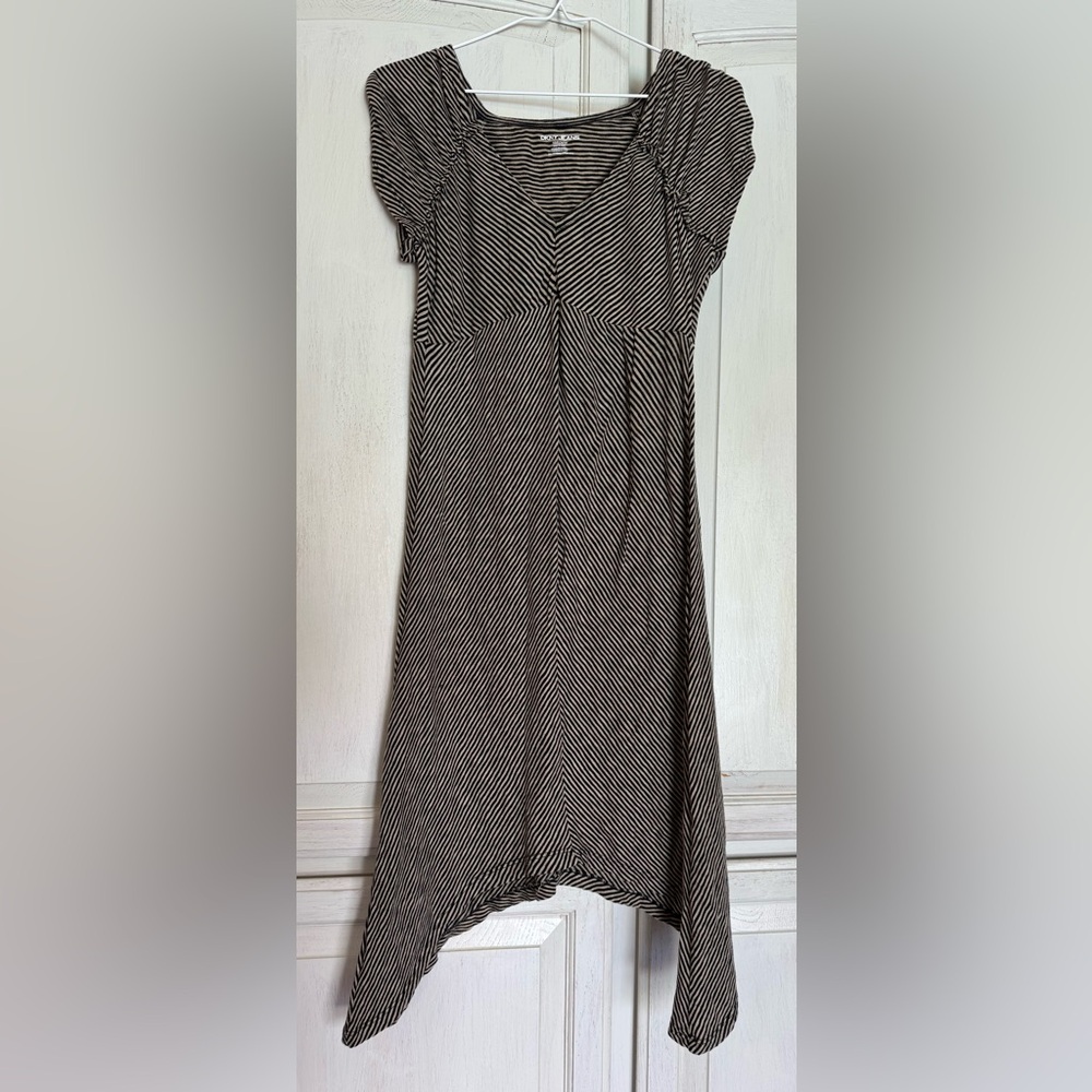 DKNY Striped Cotton Dress in Black and Cream